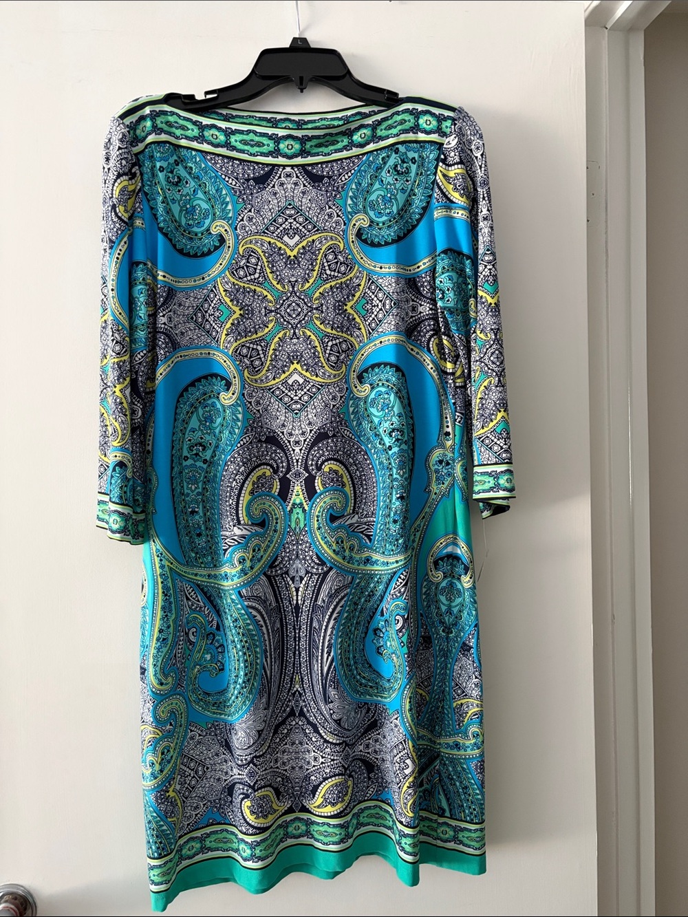Studio One Turquoise & Yellow Paisley Midi Dress
